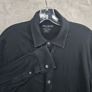 Todd Snyder Size Medium Jersey Black Long Sleeve Button Down Shirt